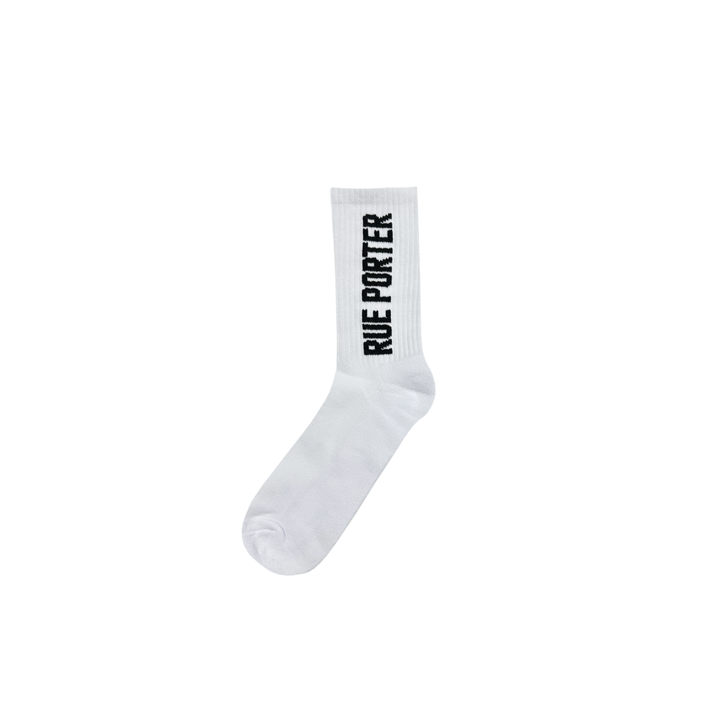 Vertical Logo Socks in White – Luxury Blanks by Rue Porter